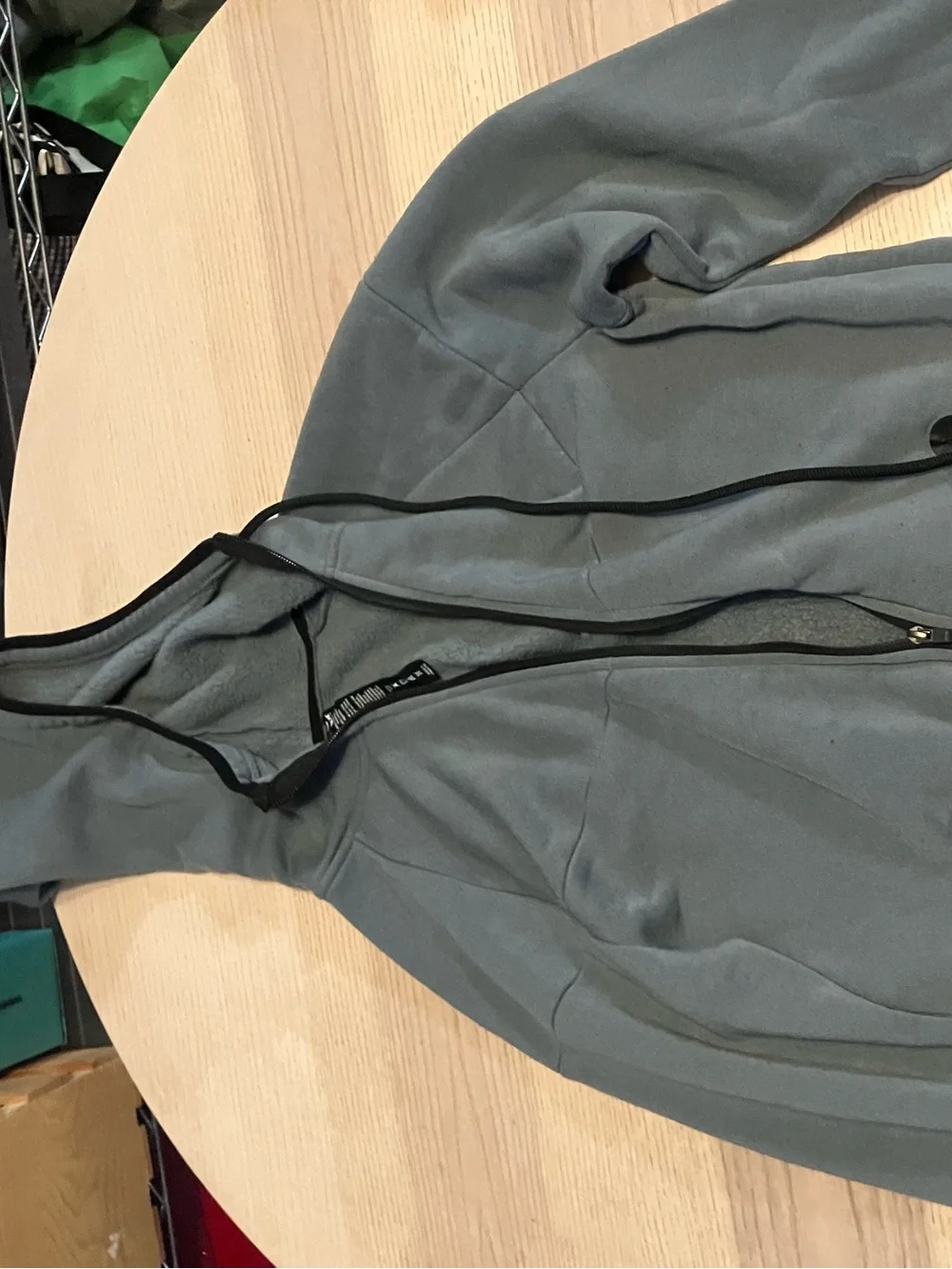 Slate Gray Full-Zip Hoodie with Black Trim